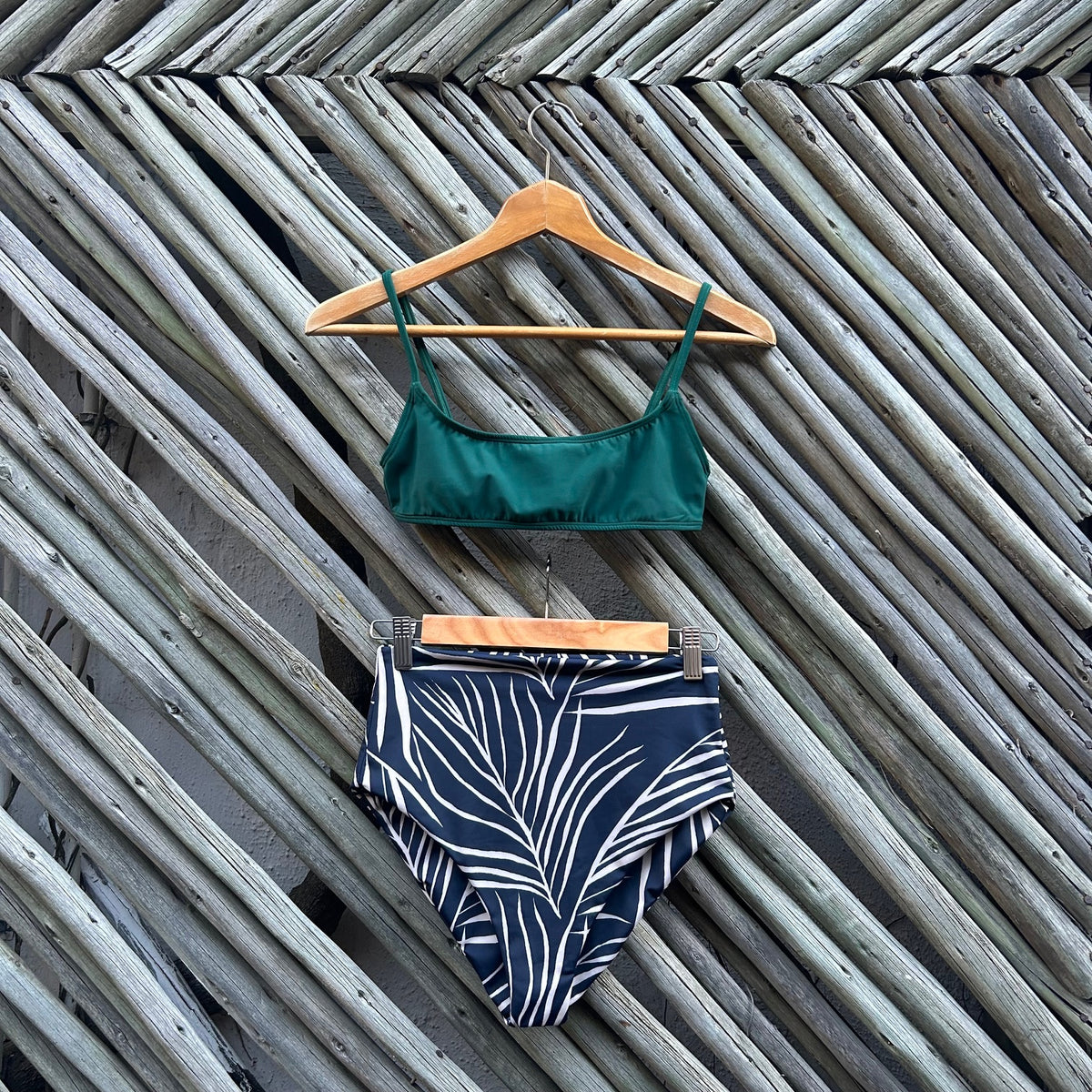 Fynbos Green & Midnight Palm High Waist Bikini