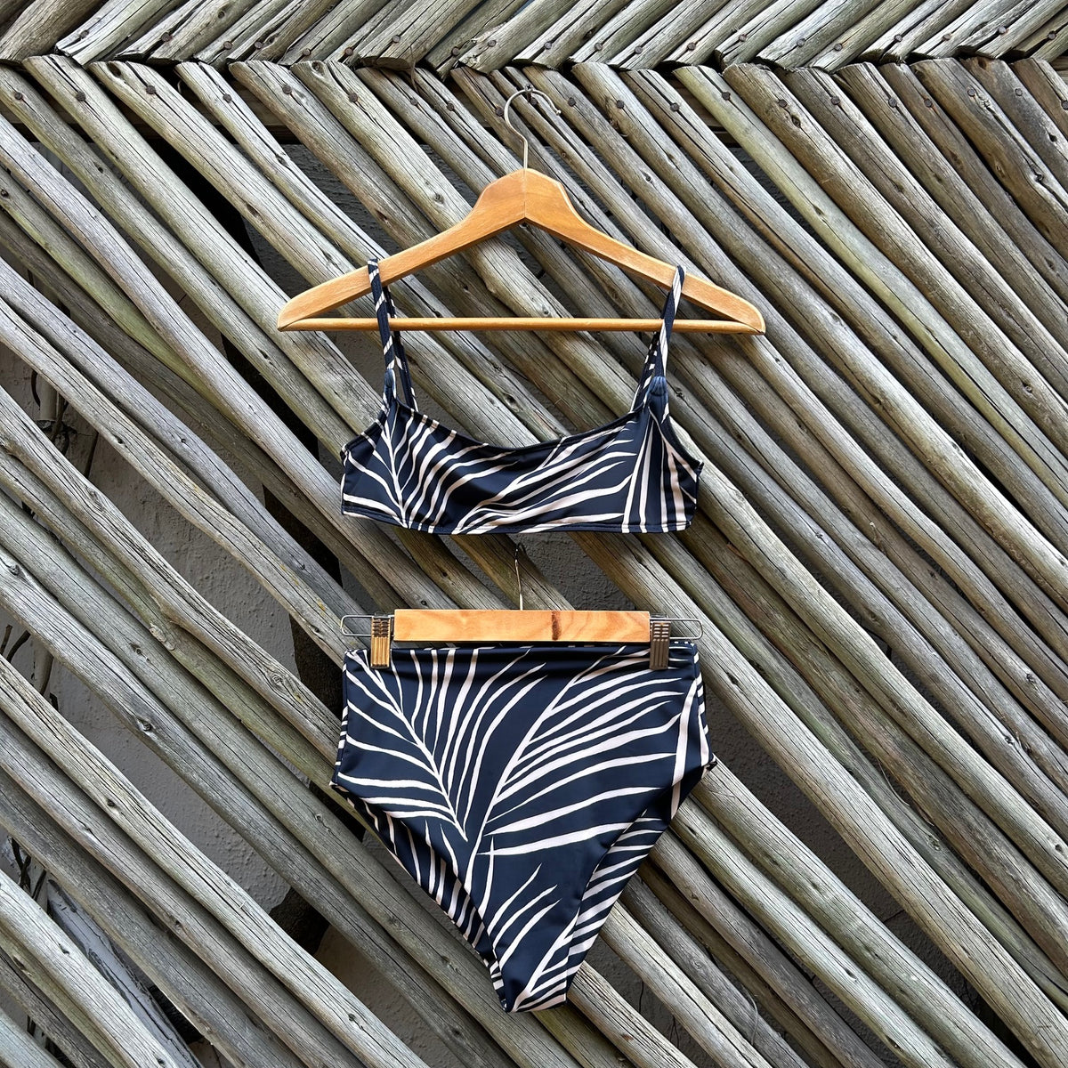Midnight Palm High Waist Bikini