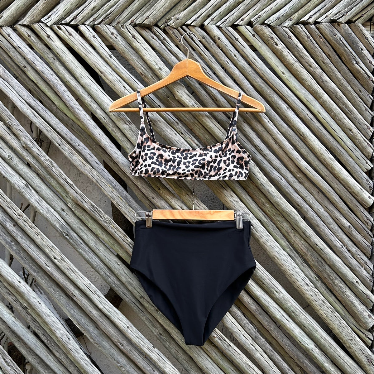 Leopard & Classic Black High Waist Bikini