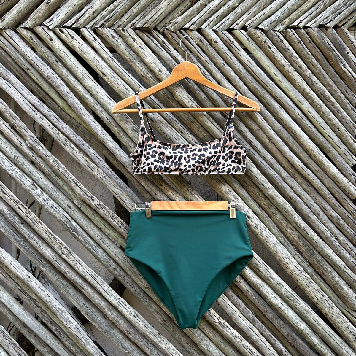 Leopard & Fynbos Green High Waist Bikini