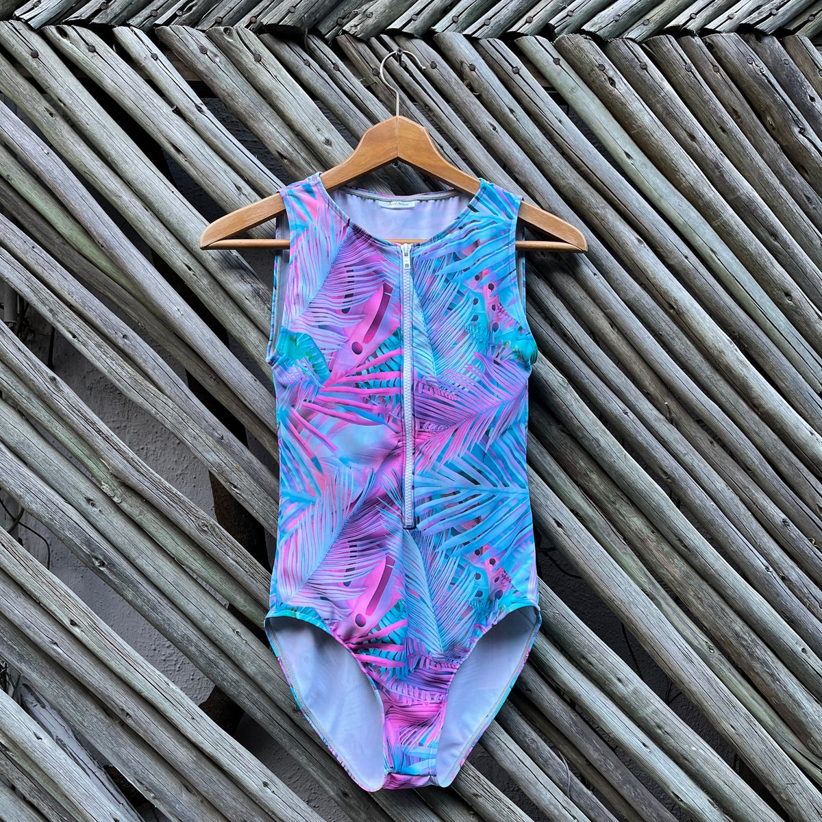 Candy Floss Sleeveless Frontzip Swimsuit