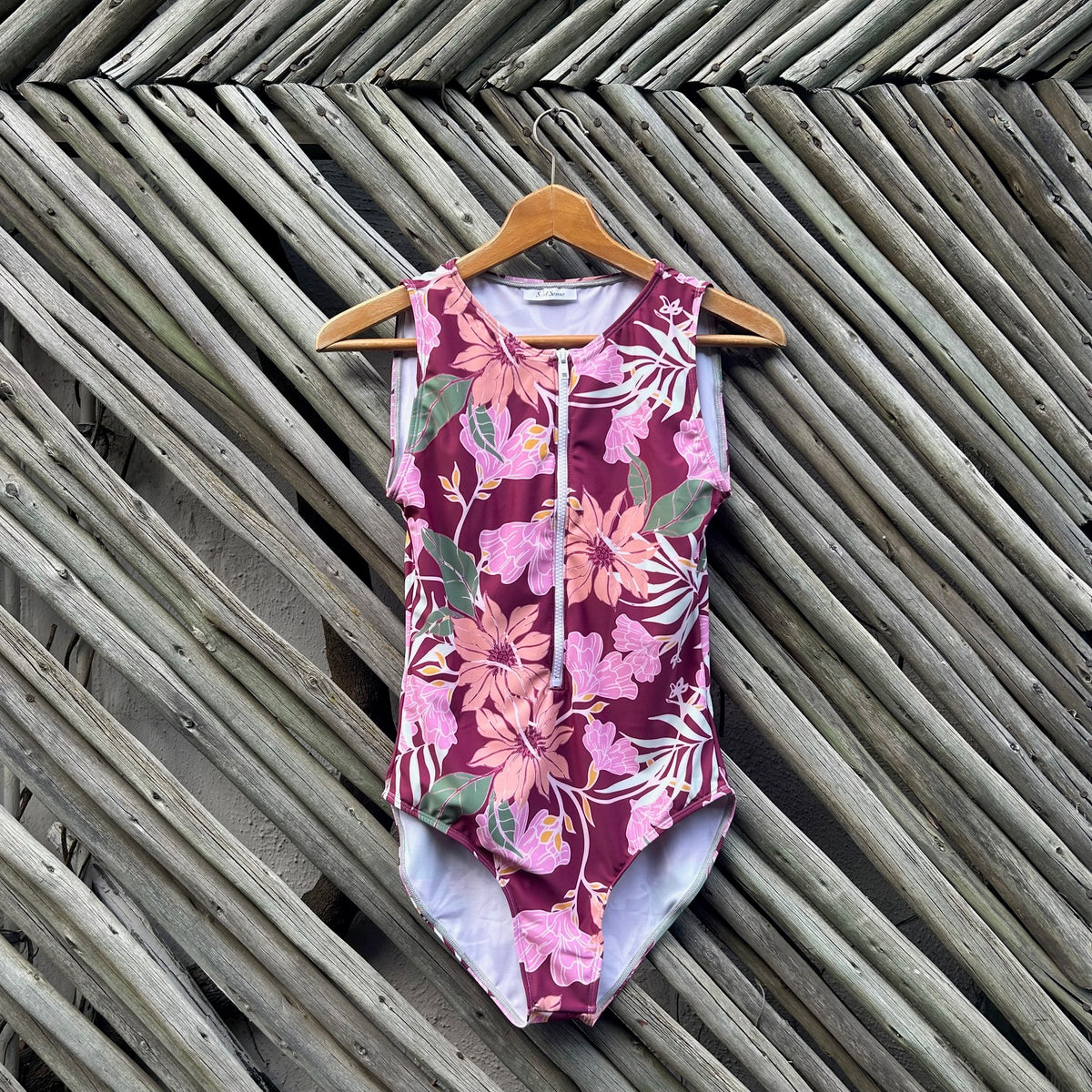 Floral Reef Sleeveless Front Zip Swimsuit