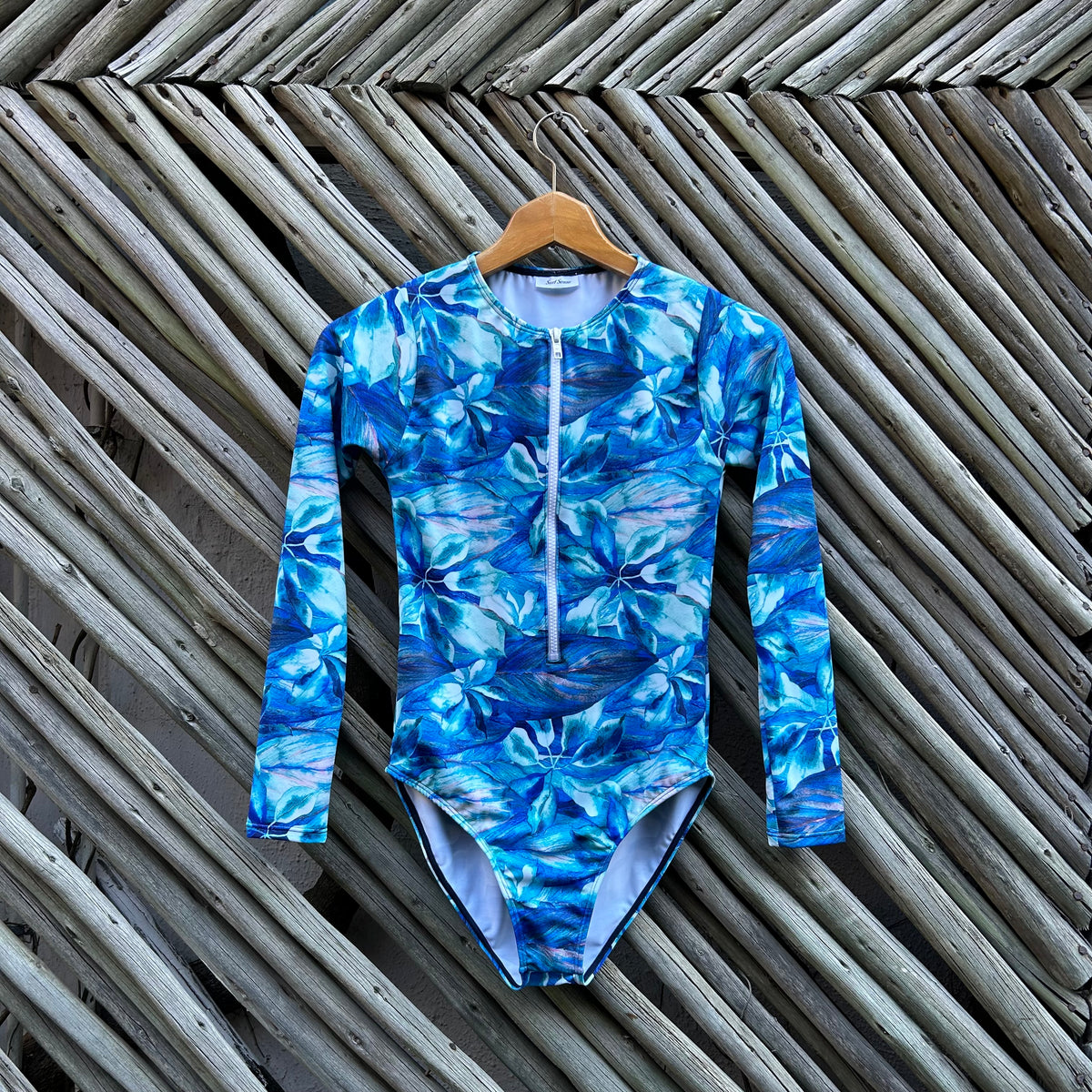 Ocean Blue Front Zip Swimsuit