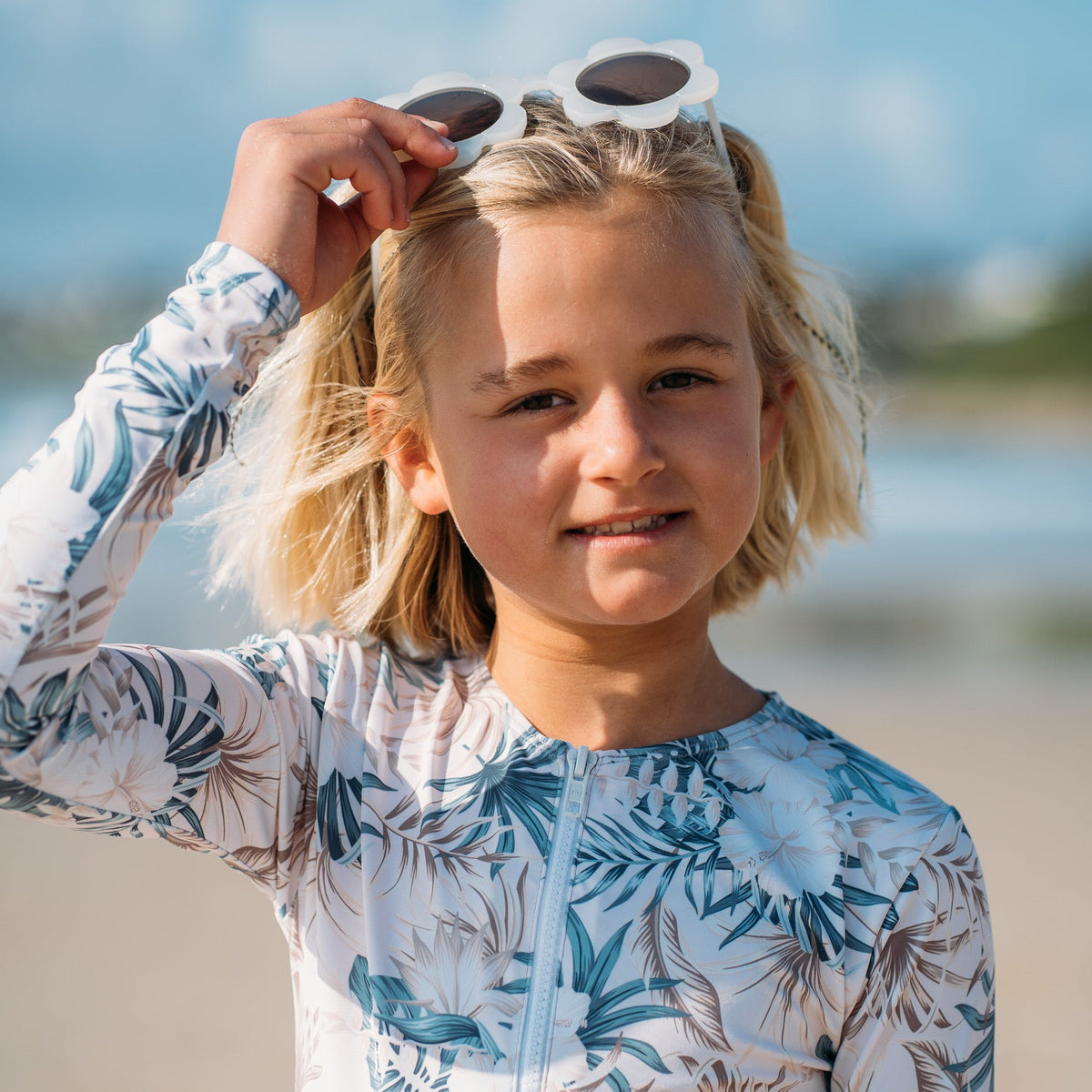 Hibiscus Youth Front Zip Swimsuit