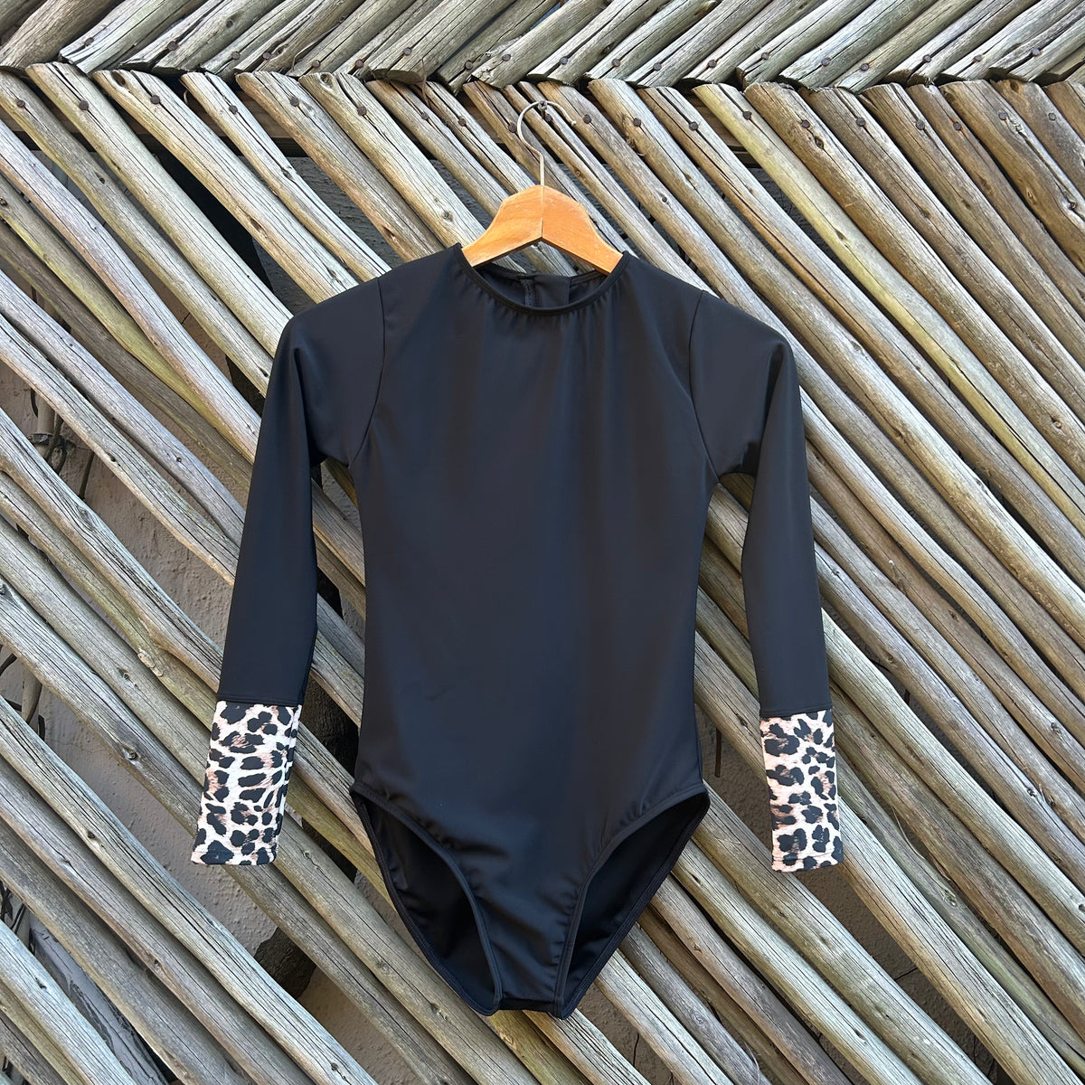 Classic Black Leopard Trim Swimsuit