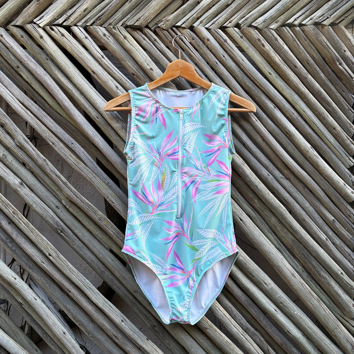 Maui Blue Sleeveless Front Zip Swimsuit