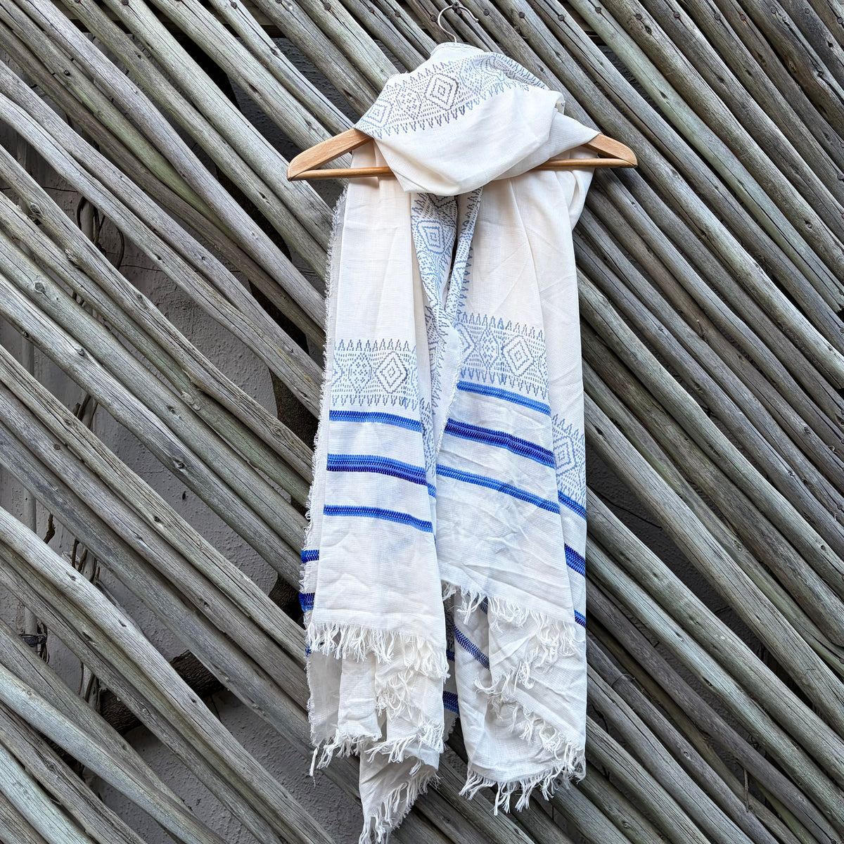 Indian Cotton Scarf - Blue
