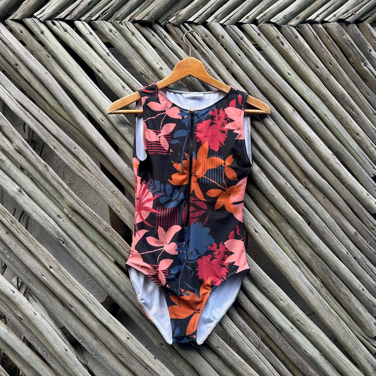 Sunset Paradise Sleeveless Front Zip Swimsuit