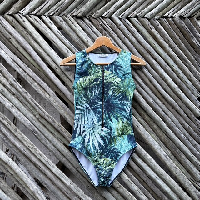 Emerald Sea Sleeveless Front Zip Swimsuit