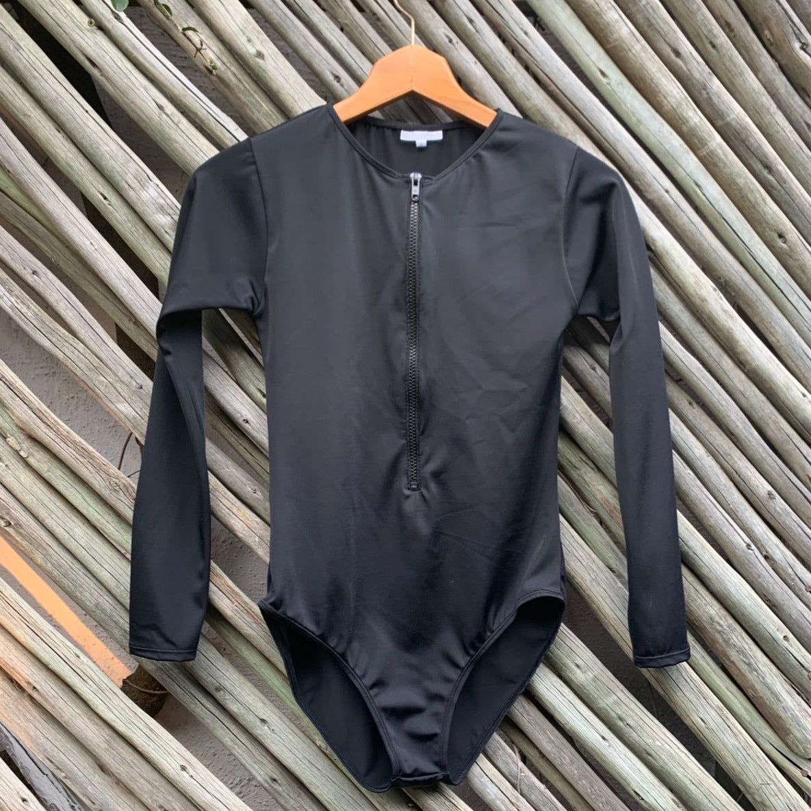 Classic Black Front Zip Swimsuit